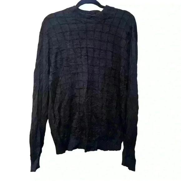 Perry Ellis Men's Large Silk Blend Black Patterned Sweater Mock-Neck Long Sleeve - Picture 2 of 4